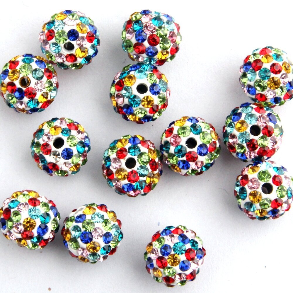 1335 Stripes Czech Crystal Round Disco Ball Clay Beads fit Shamballa